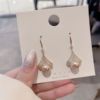 Fashionable silver needle, advanced earrings from pearl, silver 925 sample, simple and elegant design, high-quality style, champagne color