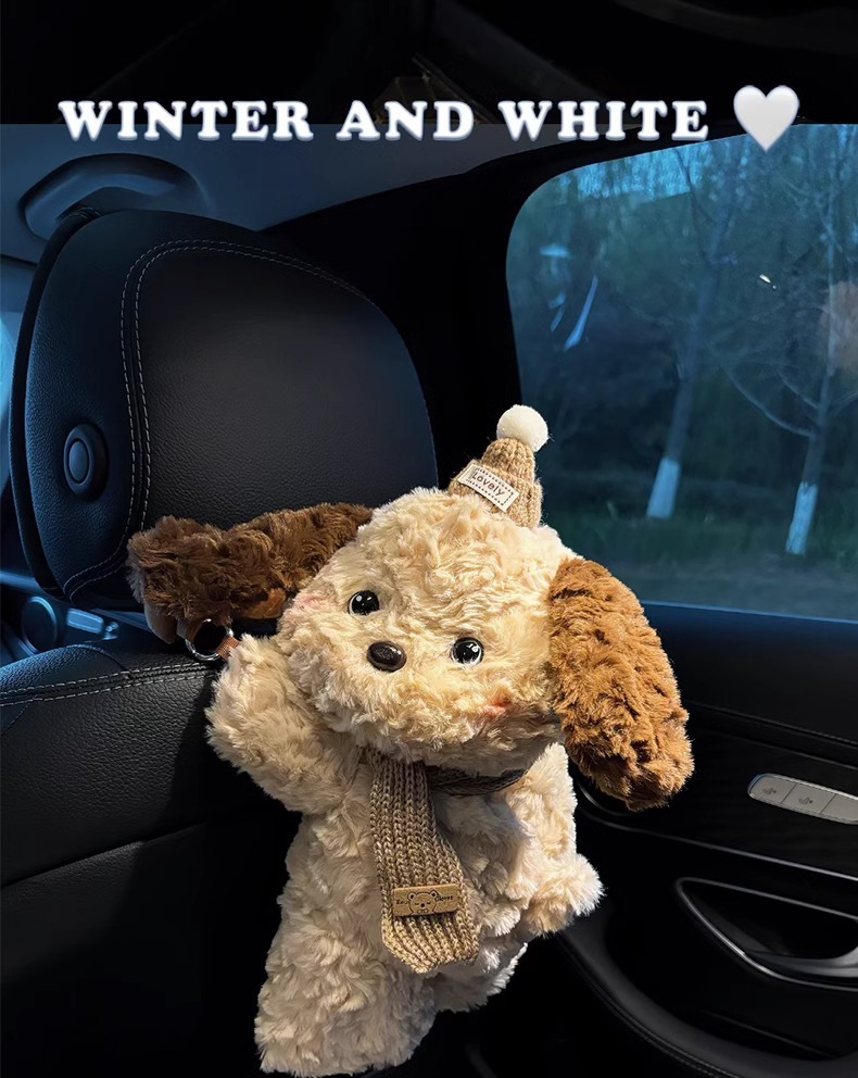 Car Tissue Box Creative Cute Puppy Decoration Paper Box Car Hanging Car Tissue Bag Car Paper Box