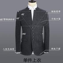 中山装男青年中华立领西服套装男士中国风唐装中式毛呢外套男秋冬
