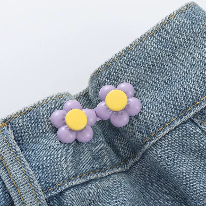 Nail-Free Removable Waist Buckle Pair, Flat-Bottom Seamless Buttons for Pants & Skirts, Assorted Designs
