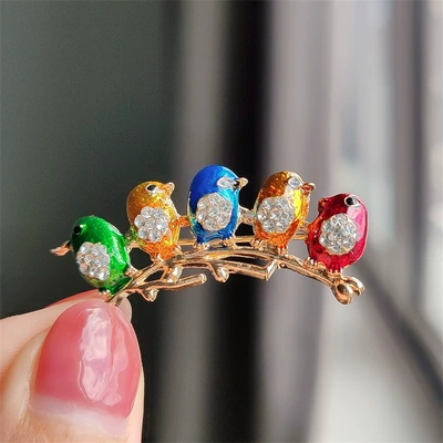 Yaxa sancaqları 5 bird brooch high-grade enamel