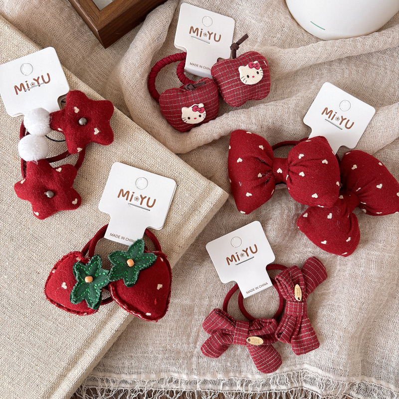 Korean Version Of The New Sweet And Versatile Red Bow Girl Hair Rope...