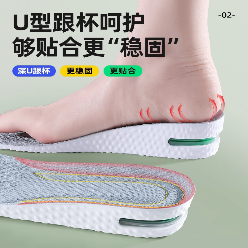 Plantillas de zapatos para mujeres, almohadillas de elevación de suela blanda, zapatos de artefacto invisibles, nuevos tipos de plantillas de elevación de varones, amortiguación de aire deportiva