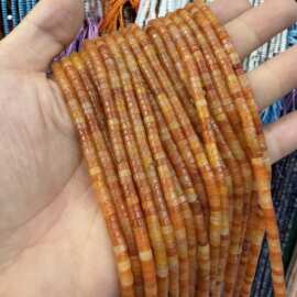 2*4mm直角红东陵直切玛瑙天然石扁珠隔片散珠子半成品diy饰品配件