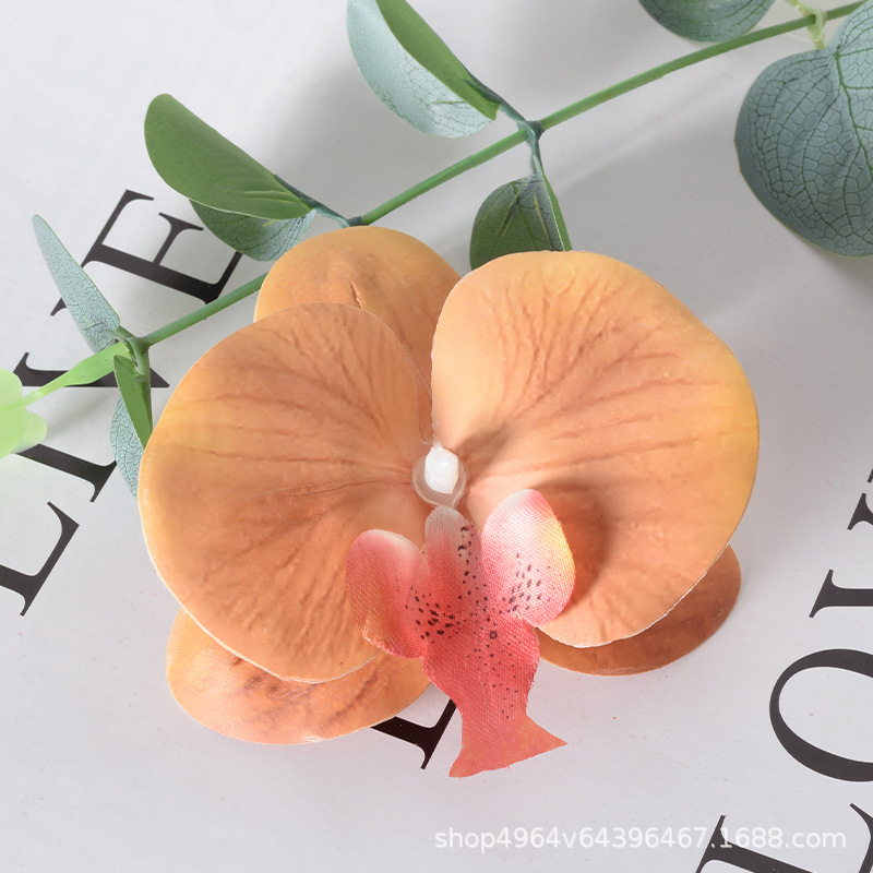 Película blanca Phalaenopsis flor cabeza pétalo simulación flor accesorios tocado horquilla diy flor decorativa de boda hecha a mano