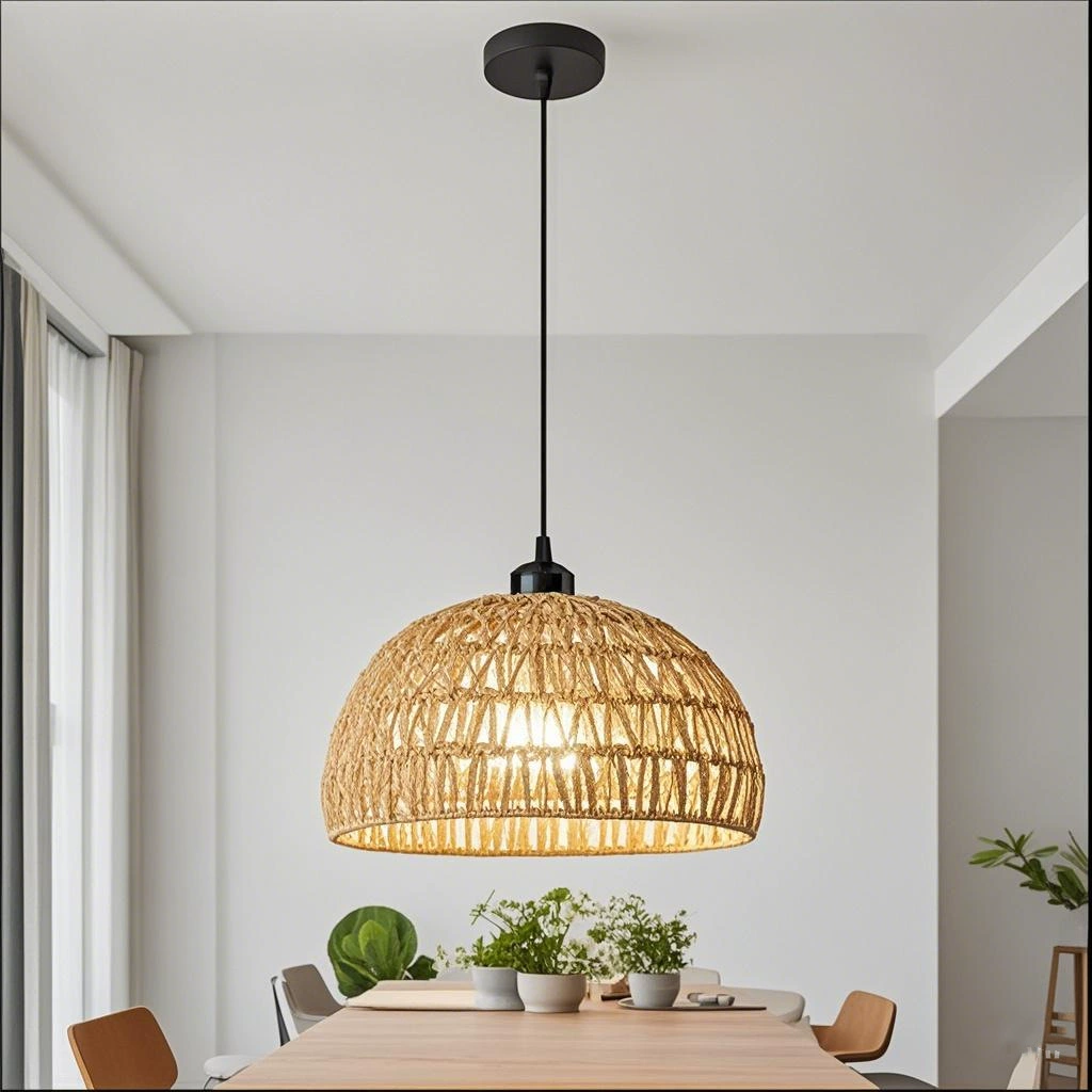 Винтажный плетеный подвесной светильник из конопляной веревки и ротанга ручной работы для коридора, гостевого дома, отеля, гостиницы, чайной в новом китайском стиле