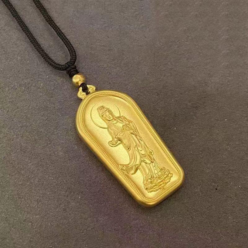 丰满饰品 黄铜镀金 莲花观音大师金色福字挂坠吊坠男女款吊坠项链