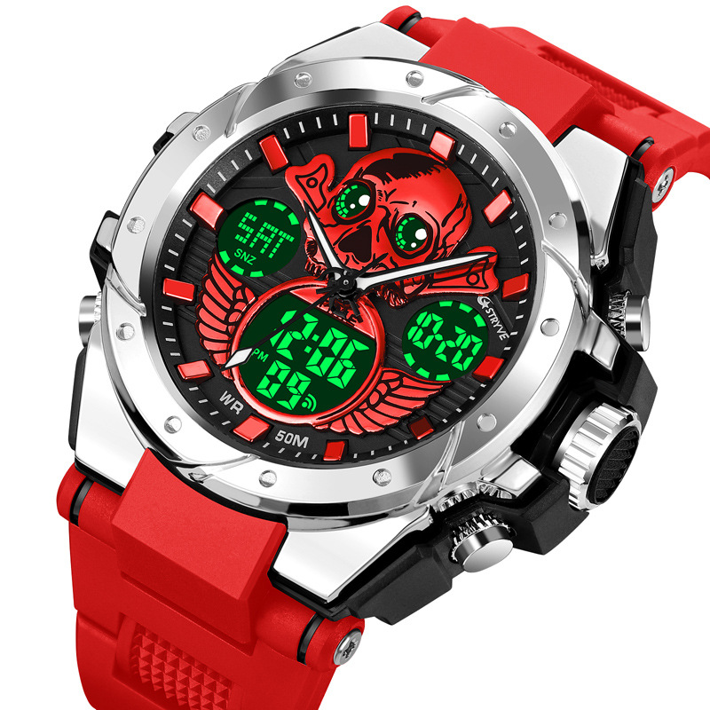 STRYVE transfronterizo e-commerce hombres deportes reloj cráneo luminoso electrónico impermeable reloj multifuncional reloj 8008