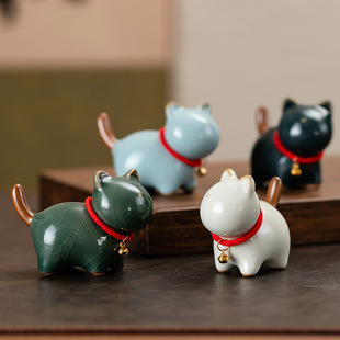 Ceramic Kitten Tea Pet Cute Small-Sized Ornament Ceramic Decoration Paperweight Pen Holder Pen Rest Gift Cat