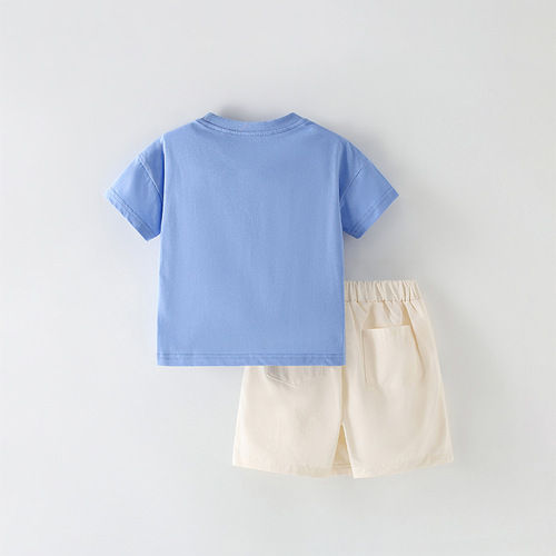 Cross-border malwee girls' set dress summer wear European and American round neck T-shirt short sleeve cute middle and small children stylish two-piece set