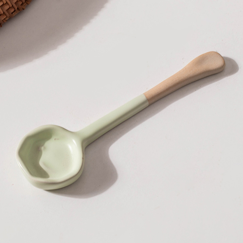 Japanese Ceramic Coffee Scoop With Long Handle Heat Resistant_voghion.com