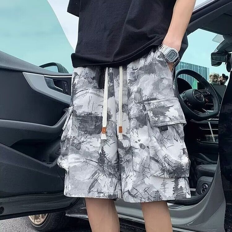Chinese Style Ink Painting Tie-Dye Casual Shorts for Men, Multi-Pocket Cargo Shorts, Full Print Beach Shorts, Sports Mid-Length Shorts Chinese Style Ink Painting Tie-Dye Casual Shorts for Men, Multi-Pocket Cargo Shorts, Full Print Beach Shorts, Sports Mid-Length Shorts