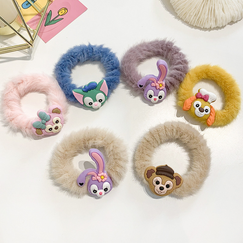Xingdelu banda de pelo de felpa estilo coreano cuerda de pelo simple lazo banda de goma de pelo ins otoño e invierno nueva cuerda de pelo de piel de dibujos animados