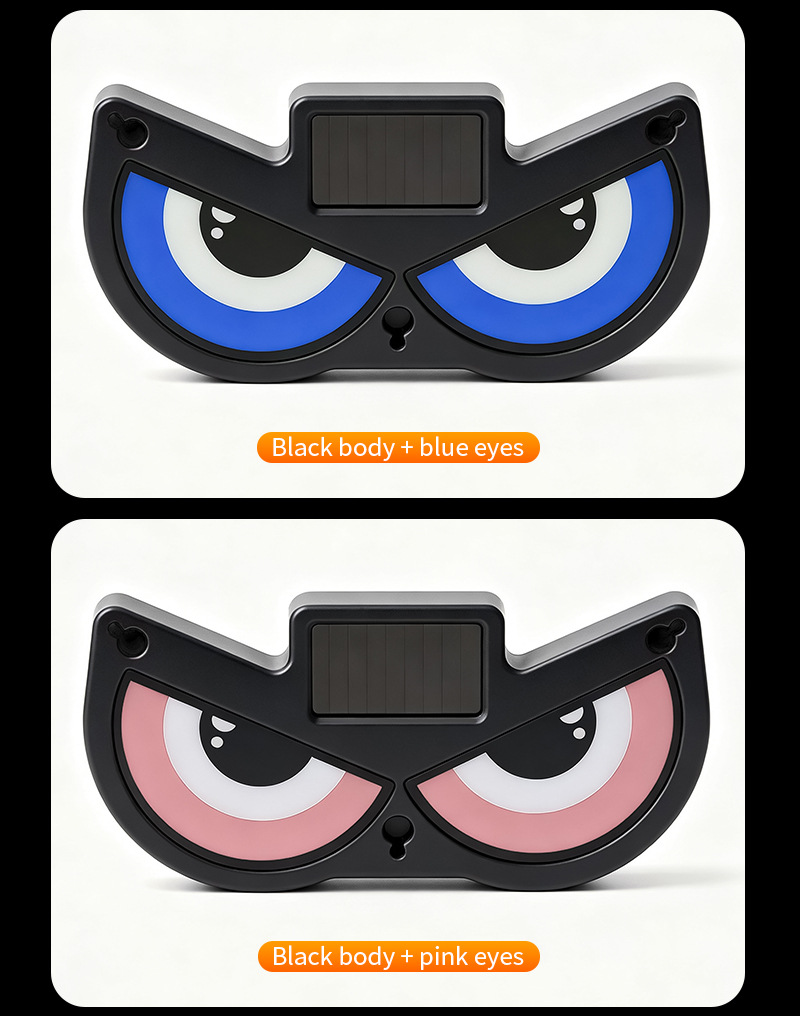 Cross-Border Solar-Powered Car Dynamic Devil's Eye New Led Expression Light Warning Light Car-Mounted Suction Cup Eye Light