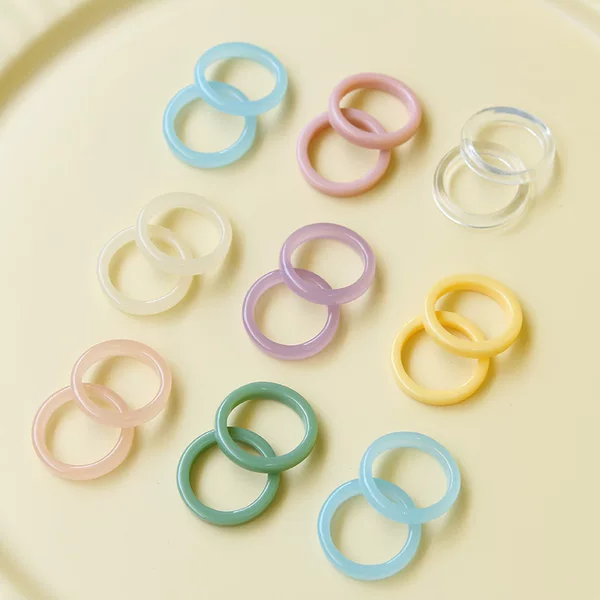 Korean Dongdaemun Simple Style Solid Color Ring DIY Resin Accessories Personalized Pendant Hair Accessories Women Mobile Phone Case Wholesale