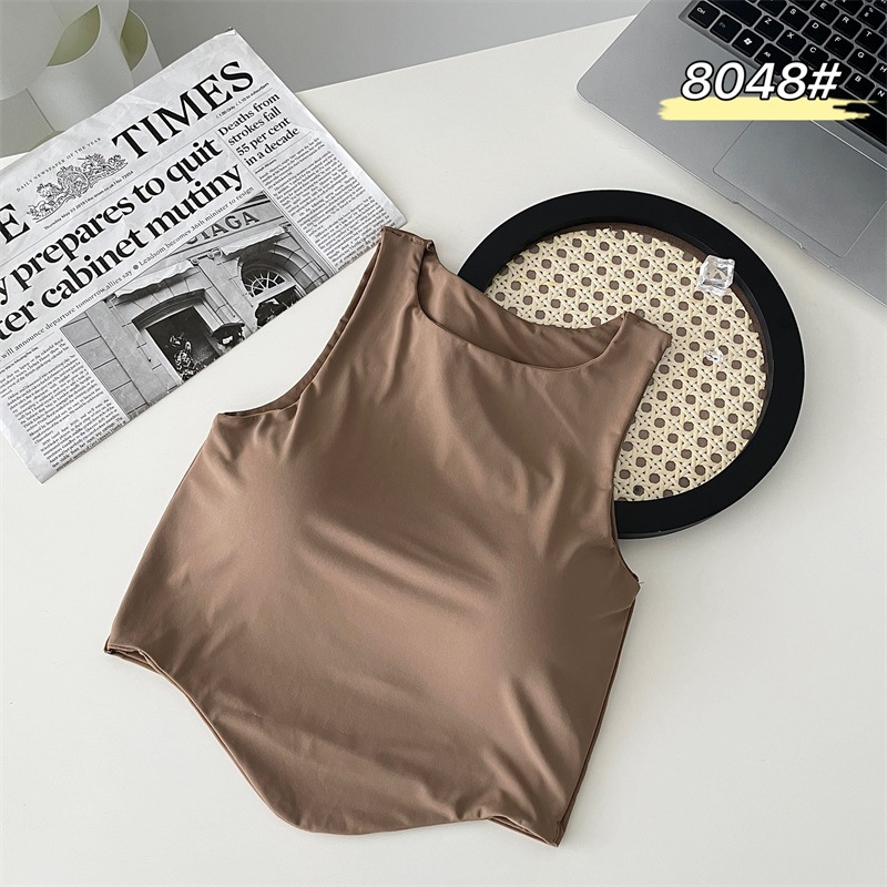 Verano de hielo de seda de belleza correa trasera envuelto chaleco en el pecho taza fija desgaste interior desgaste exterior chica caliente tubo de base superior chaleco sin mangas