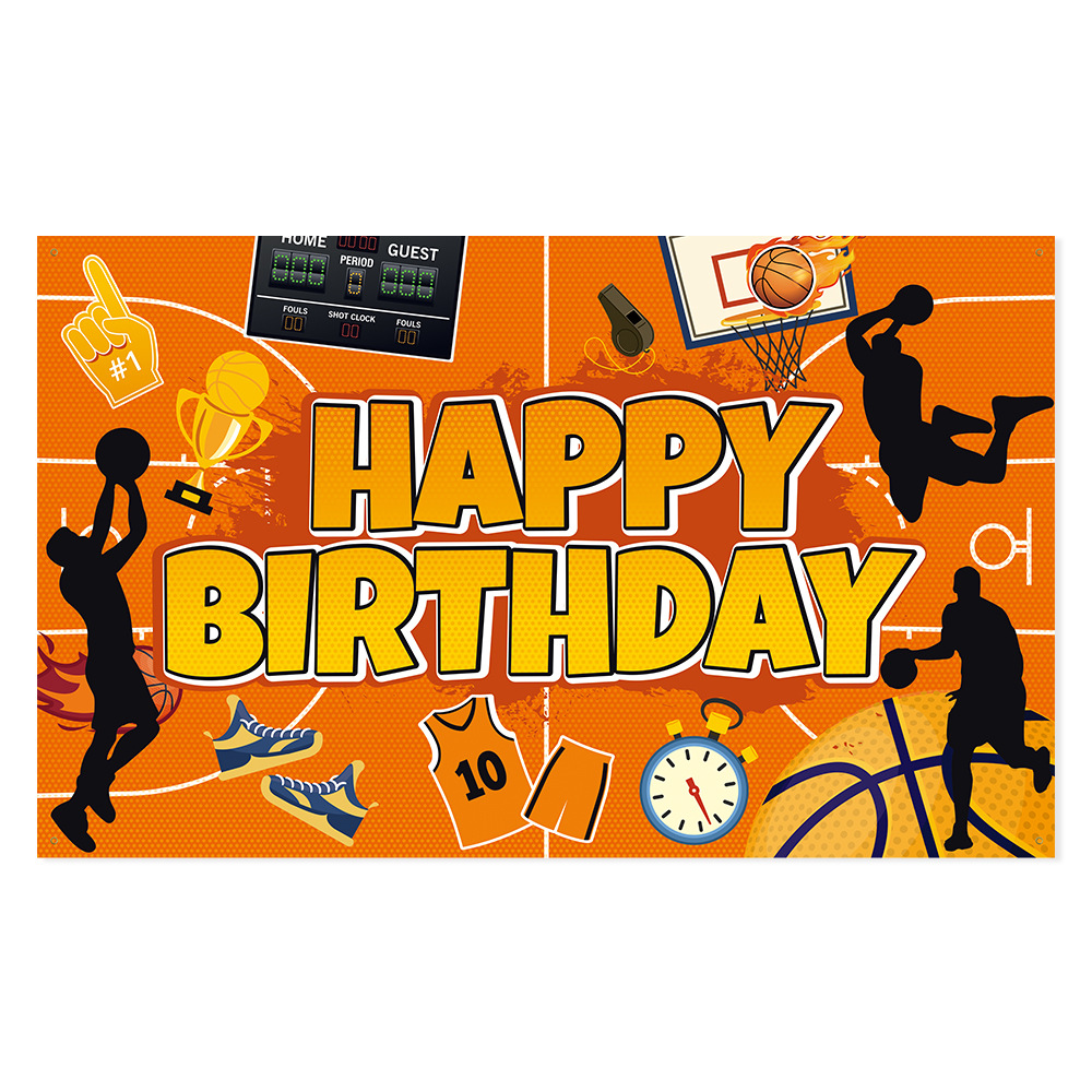 Transfronterizo nuevo tema de baloncesto de la NBA chico fiesta de cumpleaños decoración traje de cumpleaños bandera pastel tarjeta de inserción