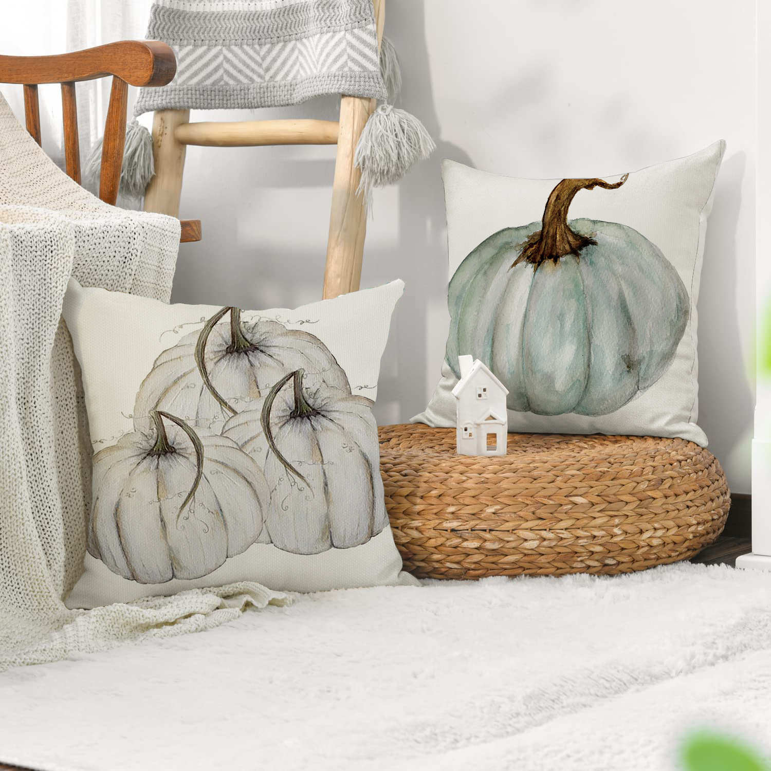 Fodera per cuscino per il Ringraziamento autunnale Fodera per cuscino per il divano di casa Stampa in lino Cuscino per tiro con zucca del raccolto_voghion.com