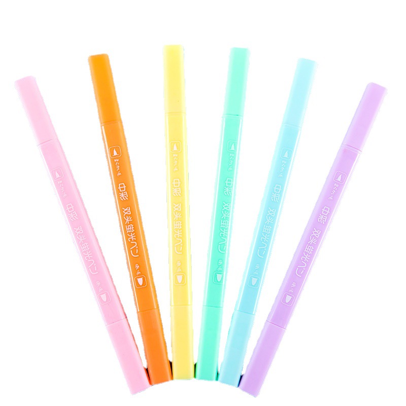 831-6 doble cabeza fruta sabor fluorescente pluma estudiante papelería regalo marca pluma mano libro dibujo cepillo regalo de los niños