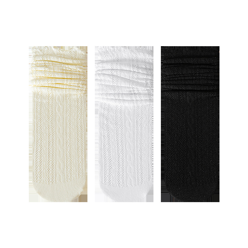 Calcetines de encaje de primavera y otoño para mujeres calcetines blancos puros calcetines de malla hueca transpirables de verano