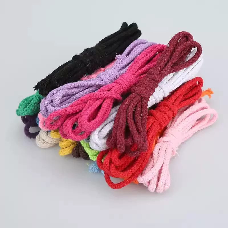 批发5mm粗圆包芯棉绳挂毯粗绳纯棉彩色扭绳编织绳服装辅料抽绳子