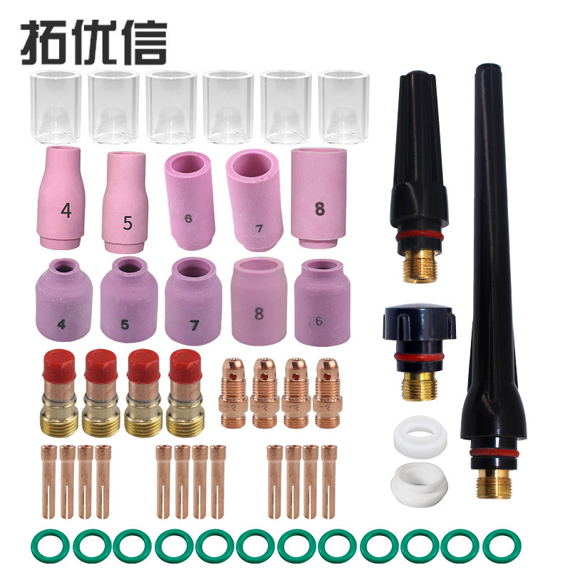 53 件装 TIG焊枪粗短气体透镜适用于 DB SR WP-17/18/26 TIG 焊枪