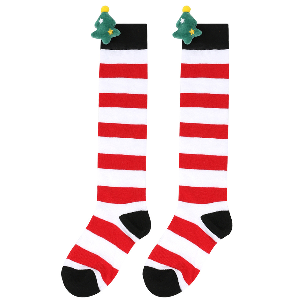 Kid's Christmas Stripe Polyester Over The Knee Socks A Pair display picture 5