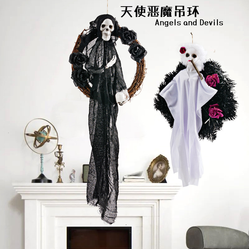 Comercio exterior Halloween fantasma blanco puerta de la muerte colgar fiesta de terror guirlandas colgar decoración de la casa embrujada accesorios