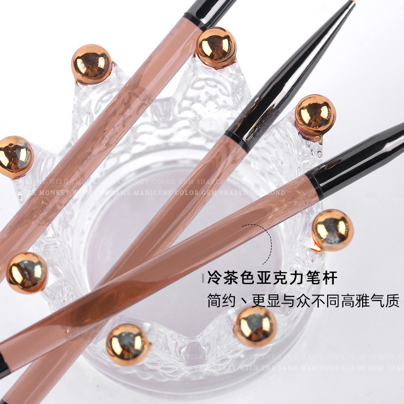 Celebridad de Internet pluma de construcción de doble cabeza marrón transparente varilla de uñas belleza pluma salón de uñas cable pintado especial fototerapia profesional japonés