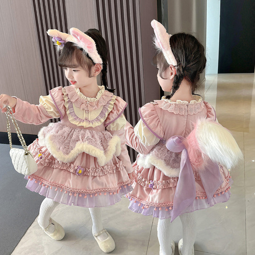 Lolita Princess Dress for Girls 2024 Spring and Autumn New Children Rina Belle Skirt Birthday Formal Dress