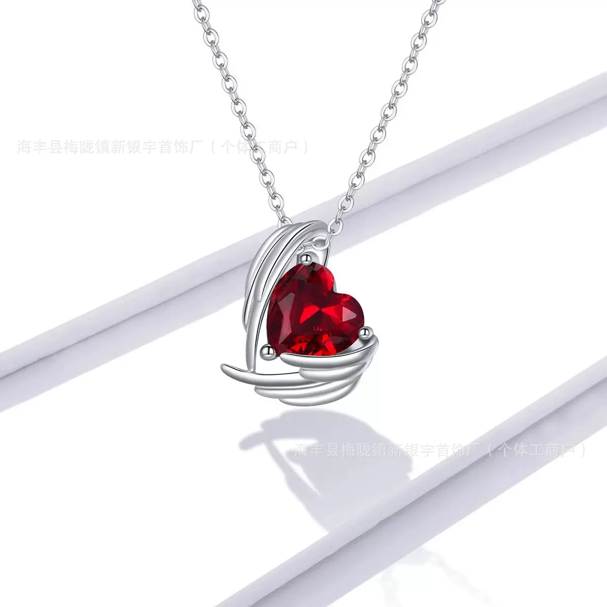 跨境热销欧美爱心形几何诞生石项链饰品女锁骨链礼物厂家批发银饰