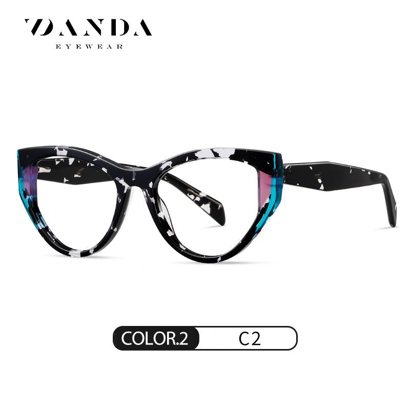 Placa de lote puntual Gafas anti-azul F22103 Espejo plano de ojo de gato retro de moda Marco óptico para hombres y mujeres