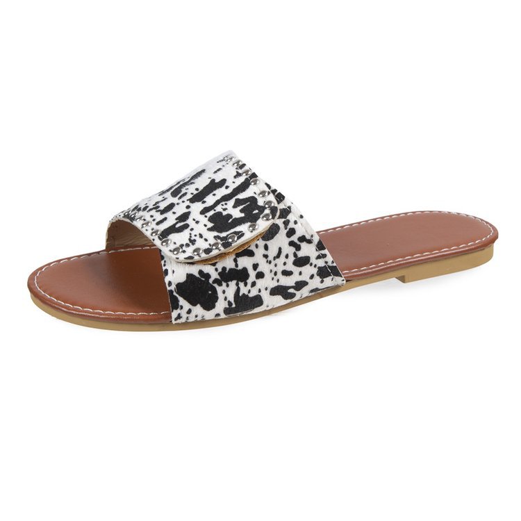 Women's Casual Cow Pattern Leopard Round Toe Slides Slippers display picture 45