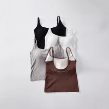 莫代尔裸氨大U背外穿乳胶杯免穿文胸一体背心防走光打底百搭吊带