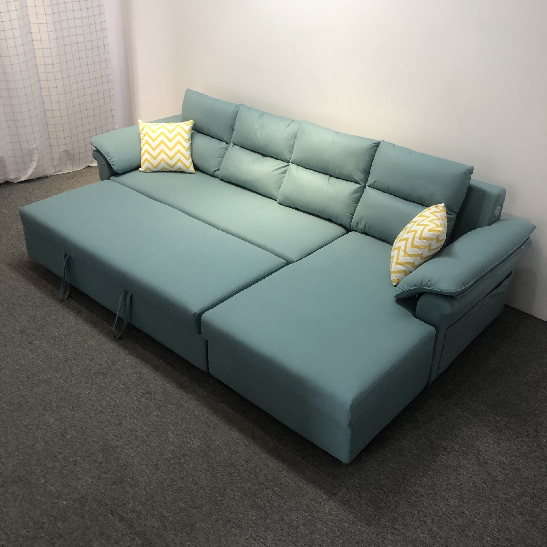 Sofá cama multifuncional almacenable látex casa pequeña y mediana en forma de L esquina sala de estar plegable perezoso sofá cama doble uso