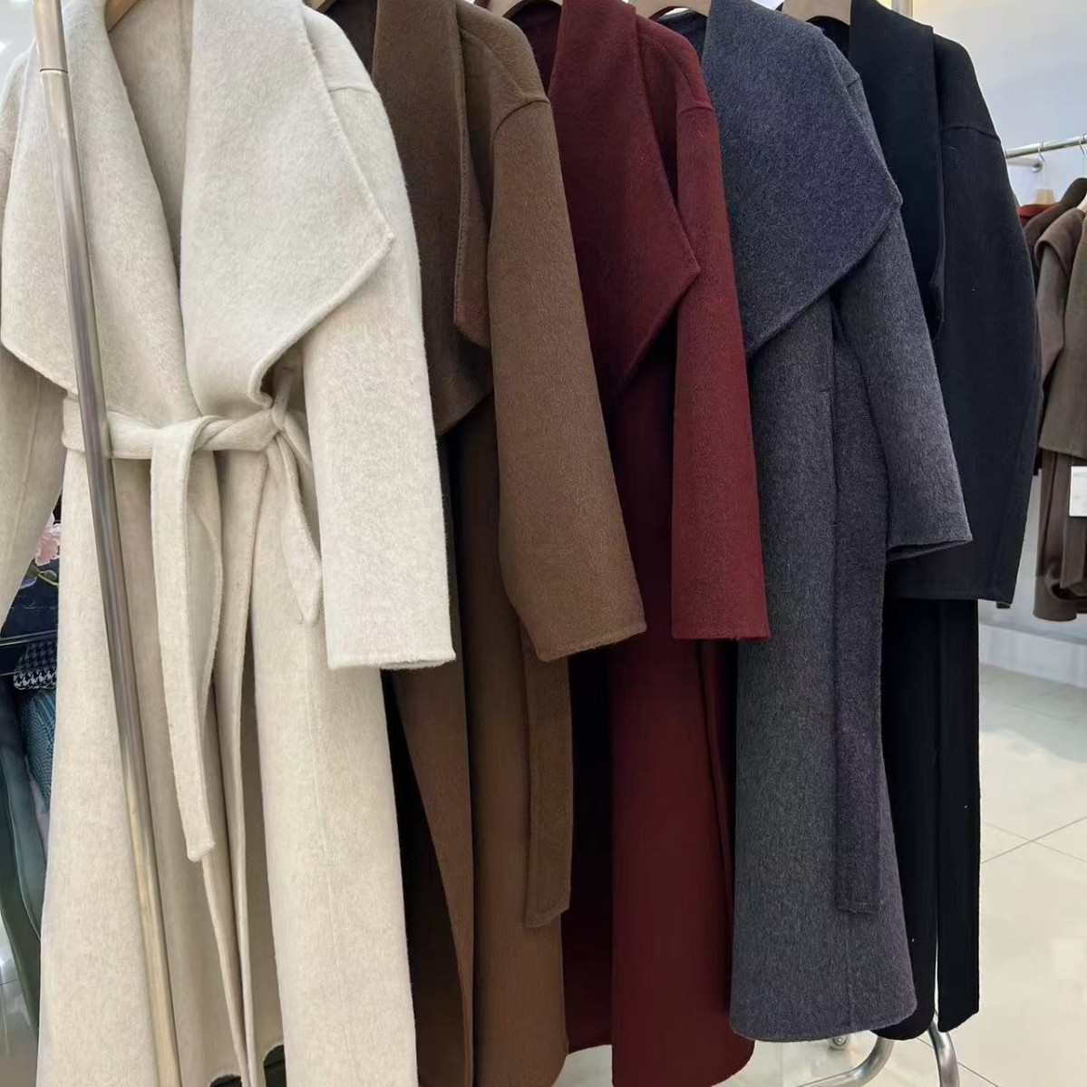 2024 가을 · 겨울 새 양면 캐시미어 코트 여성용 대형 옷깃 긴 양면 양모 코트 양모 코트