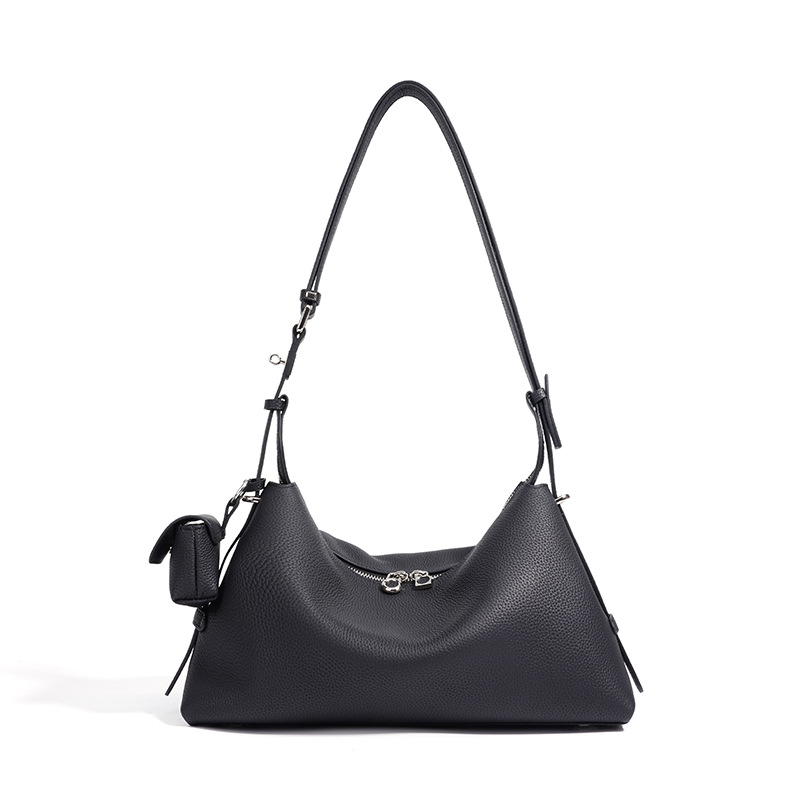 Women's Genuine Leather Handbag 2025 New Design Niche Crossbody Bag Korean Style Zipper Top Grain Cowhide Pillow Shoulder Bag - Thumbnail 5