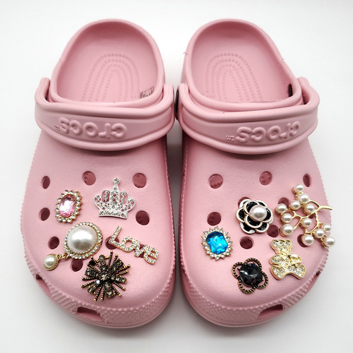 Croc Shoes Crystal Gemstone Diamond Jewelry Crystal I-Buckle Shoe Diamond Decorative Buckle Jewelry Accessories Shoe Buckle Shoe Flower