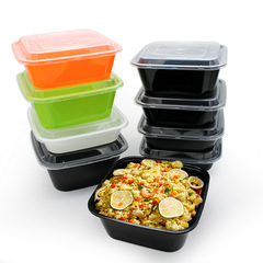 Disposable takeout box, square 500ml plastic food delivery packaging box, 650ml convex lid bento box salad box