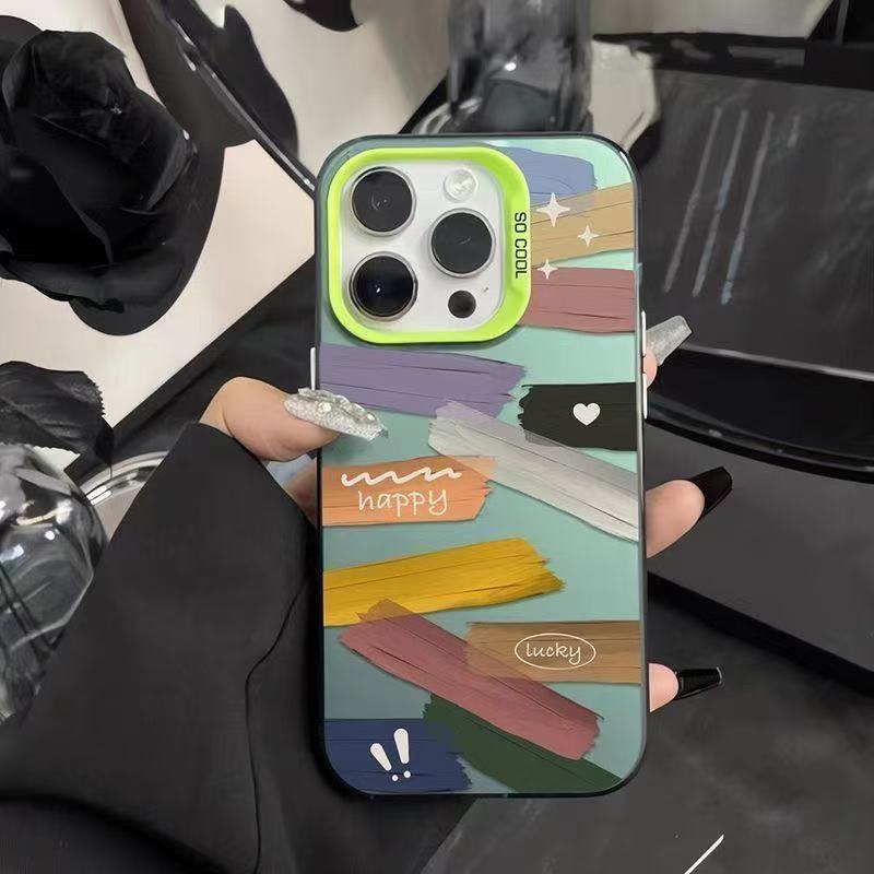 La marca de moda de pintura al óleo en color transfronterizo es adecuada para la carcasa del teléfono móvil Apple 16promax, sentido avanzado 15/14/13 Europa y América 12