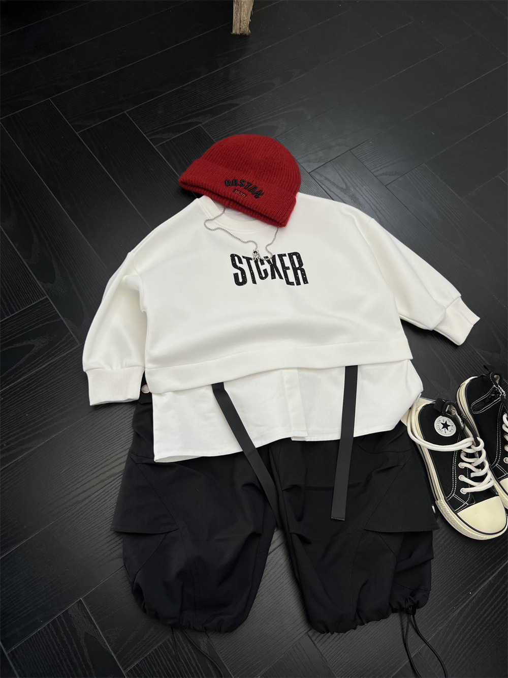 American hip-hop style autumn boys' letter  two-piece spliced shirt hoodie children's hooligan handsome street dance_voghion.com