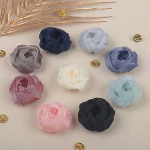 Factory Wholesale Chiffon Yarn Rose Handmade Flowers Fabric Flowers Accessories Flowers Simple Red Clothing Accessories