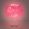 Milky white base, pink feather