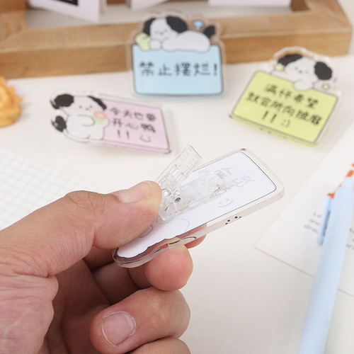 ins puppy inspirational folder file single-sided clip acrylic clip long tail clip hand account organization and fixation