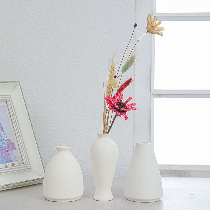 White plain-fired ceramic vase toddler diy parent-child painted graffiti small vase dried flower decorative ceramic crafts