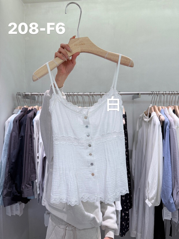 Nomachi FEIDING 13 líneas 2025 primavera nuevo producto encaje versión coreana hueca sin mangas cabestrillo femenino C208