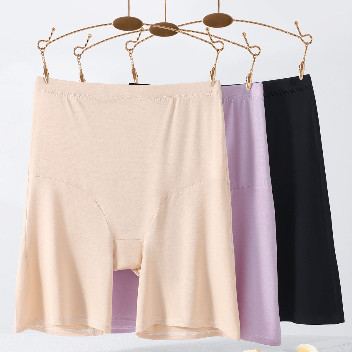 Modal Fabric Elastic Seamless Anti-Exposure Safety Plus-Size Women's Seamless Summer Thin Leggings Boxer Shorts