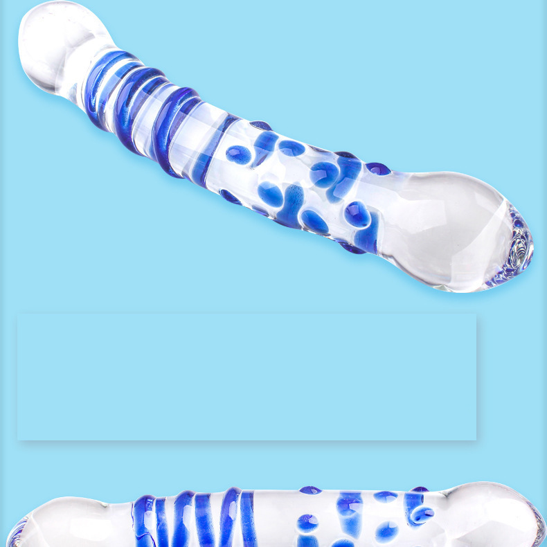 Glass Double-Ended Dildo, Manual Anal Beads & G-spot Wand, Red Crystal Design — detail image 6