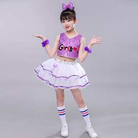 幼儿园毕业儿童舞蹈演出服女童蓬蓬纱裙爵士舞现代舞亮片表演服装