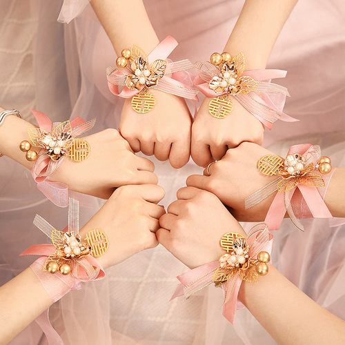 Bridesmaid's wrist flower, bride's sister group's bracelet, wedding bridesmaid's group, high-end sister's hand flower, wedding supplies